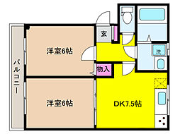 ハーモニーコート東町 1LDKの間取図画像
