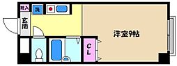 ヴィラウエスト御影 1Kの間取図画像