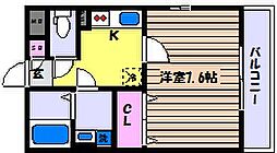 ケーティアイレジデンス魚崎2 1Kの間取図画像