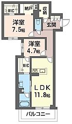 イルアーバン浦和領家 2LDKの間取図画像