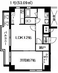 リオプラザ上幟 2階1LDKの間取り
