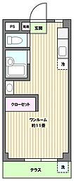 第6ハイツSS 1階ワンルームの間取り