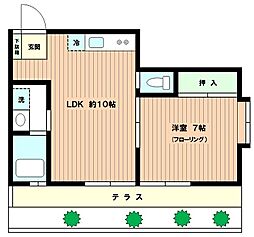 グリンヒル下北沢 1LDKの間取図画像