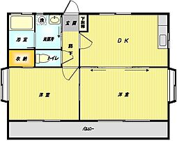 フラットみもざB 2DKの間取図画像