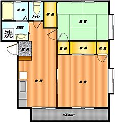 コーポさつき1 2DKの間取図画像
