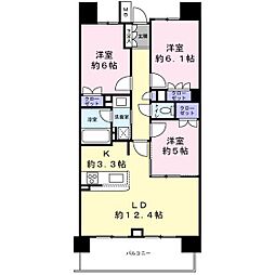 アデニウム船堀グランヴェール 3LDKの間取図画像