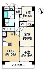 コスモハイツ守口 3LDKの間取り