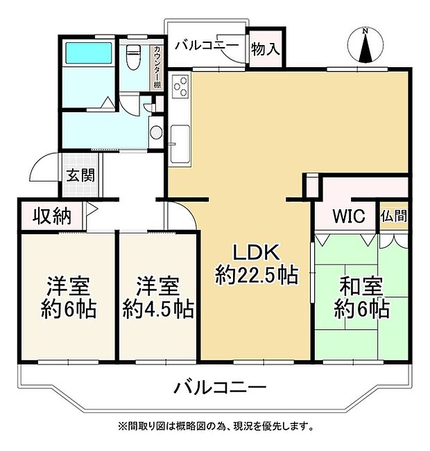 藤阪パークハイツ3号棟(3LDK) 3階の間取り
