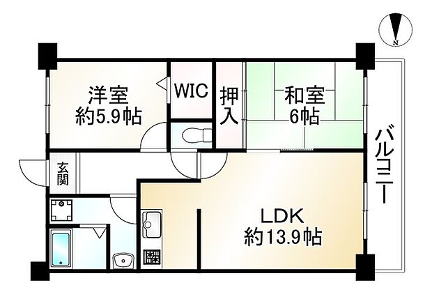 ベル・アーバニティ枚方(2LDK) 1階の間取り