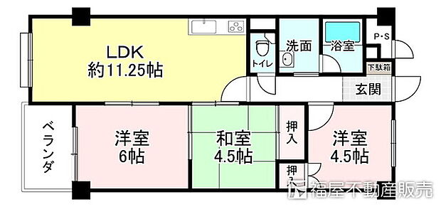 西京極大門ハイツ(3LDK) 1階の間取り
