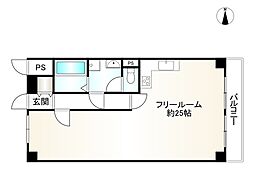 山科ハイツ ワンルームの間取り