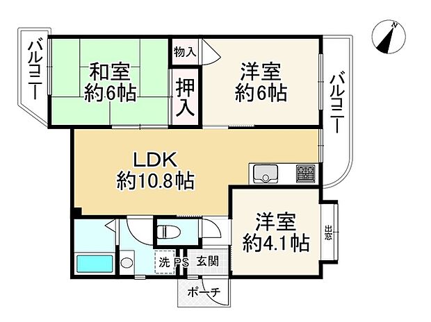 ワコーレ須磨本町(3LDK) 2階の間取り