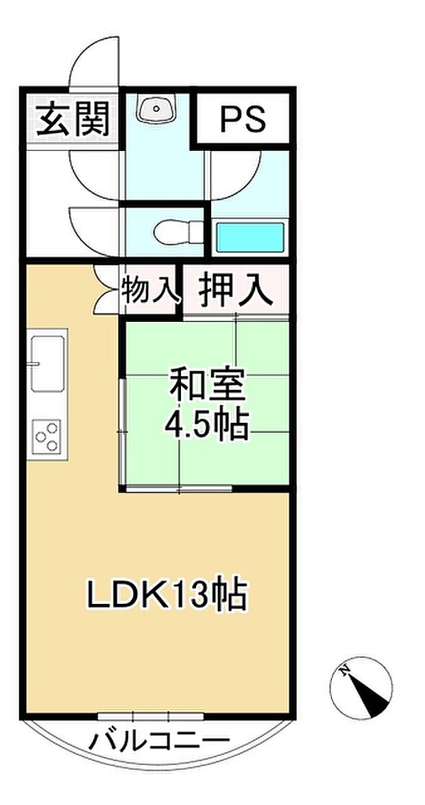 琵琶湖アーバンリゾートIII番館(1LDK) 2階の間取り