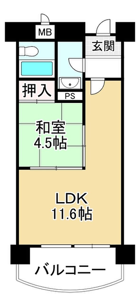 琵琶湖アーバンリゾートI番館(1LDK) 3階の間取り