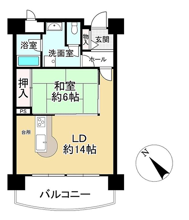 琵琶湖アーバンリゾートIII番館(1LDK) 7階の間取り