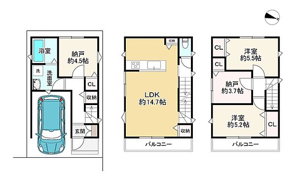 建物参考プラン図（延床面積：82.61m2）