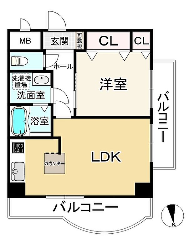 チサンマンション第2江坂(1LDK) 5階の間取り