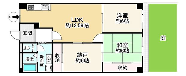 ハイマート豊中(2SLDK) 1階の間取り