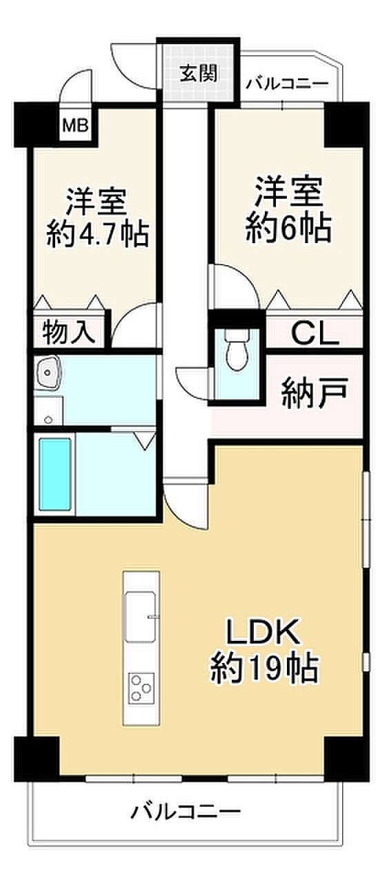 サンマンションベルデール香里翠香園(2SLDK) 2階の間取り