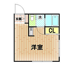フジワラハイツA ワンルームの間取図画像