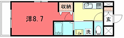 T'sCasa北白川 1Kの間取図画像
