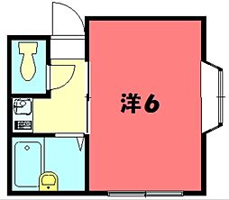 やまだハイツ 2階1Kの間取り