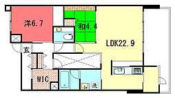 ユニーブル紫野 1階2LDKの間取り
