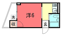 アネックス21 5階1Kの間取り