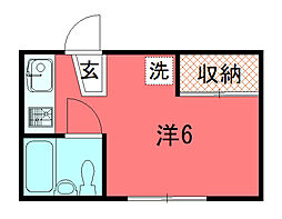 サンクシャンブル 2階ワンルームの間取り