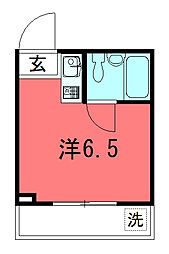 サンモリッツ 2階ワンルームの間取り