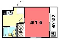 ロイヤルハイツ一乗寺 1階1Kの間取り