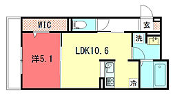 GRAMM岩倉 1階1LDKの間取り