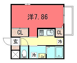 attrice一乗寺 3階1Kの間取り
