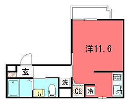 attrice一乗寺 3階1Kの間取り