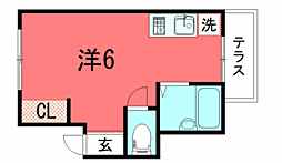 コンフォート・ハイツ 1階ワンルームの間取り