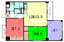 インペリアルアカシヤ 2階3LDKの間取り