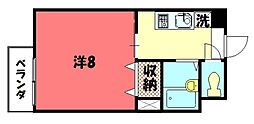 三宅ビル 1Kの間取図画像