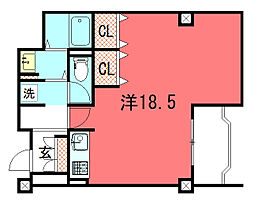 レヴィア北白川 ワンルームの間取図画像