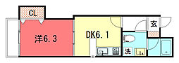 K'zALLAY 1DKの間取図画像