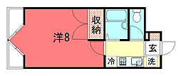 リバーサイド高野 1Kの間取図画像