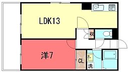 アクエルド仁王門 1LDKの間取図画像