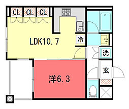 リーガル京都御所東 1LDKの間取図画像