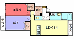 シャーメゾンガーデンズOGURA 2LDKの間取図画像
