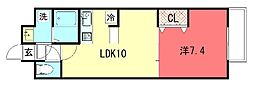 サニーコンフォート北山 1LDKの間取図画像