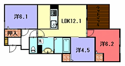 ティーズスクエア下鴨 3LDKの間取図画像