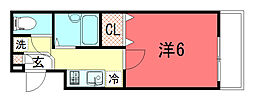 フランドルアミ下鴨 1Kの間取図画像