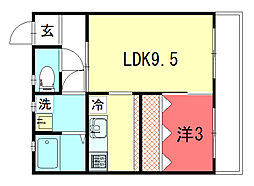 ハイツ福田 1LDKの間取図画像