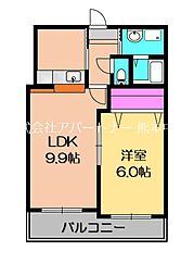 ヴァンヴェール迎町 4階1LDKの間取り