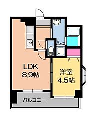 ヴァンヴェール迎町 4階1LDKの間取り