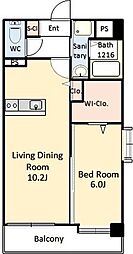 NS本荘 1LDKの間取図画像